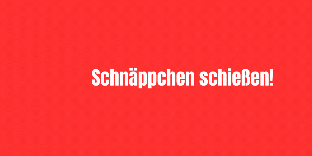 Roter Banner mit animiertem %-Zeichen und Schriftzug "Schnäppchen schießen!"