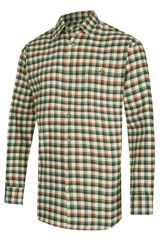 Duck Valley Langarm Hemd, grün-beige karriert, Gr.46