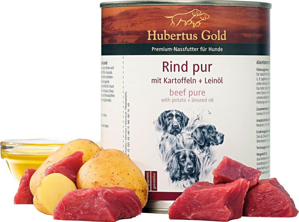 Hubertus Gold Premium Nassfutter – Rind pur & Kartoffeln
